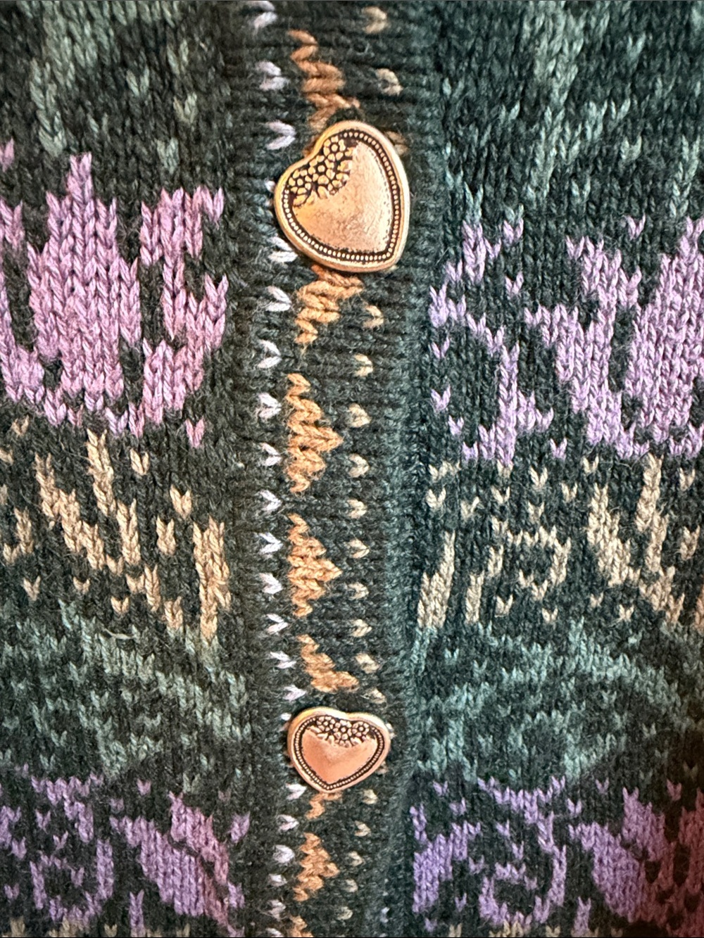 Nomadic Traders Teal & Purple Fair Isle Ramie/Cotton Blend Cardigan - Picture 3 of 4